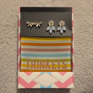 Glass Trinket Tray With 2pairs Of Earrings Gift Set